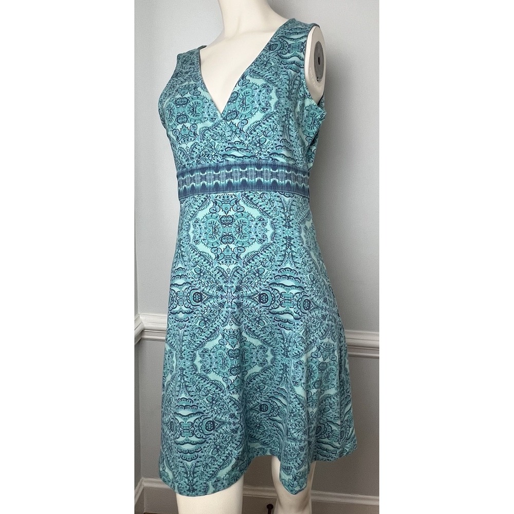 Life Is Good Dress Women's 10 Teal Crossover Sundress Geometric Paisley